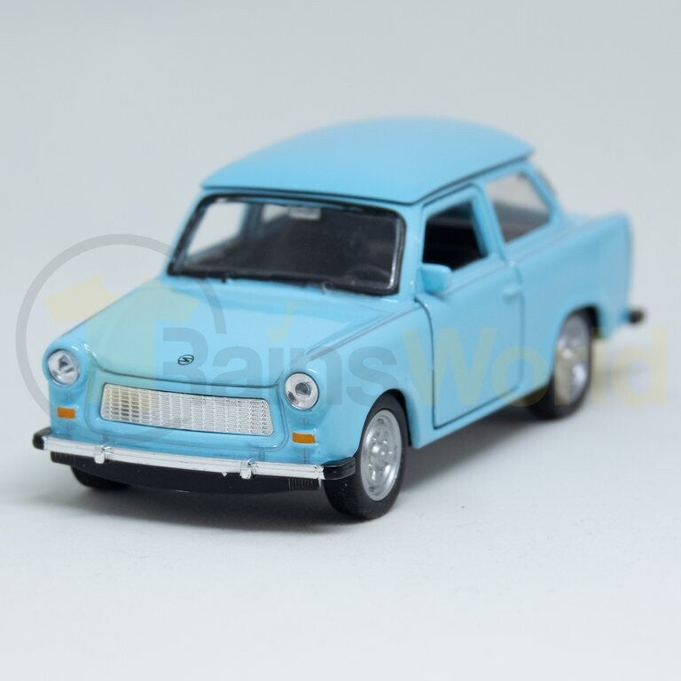 Trabant 601 Limousine Modellauto, himmelblau, 11cm lang, Aufziehfunktion, bewegliche Teile