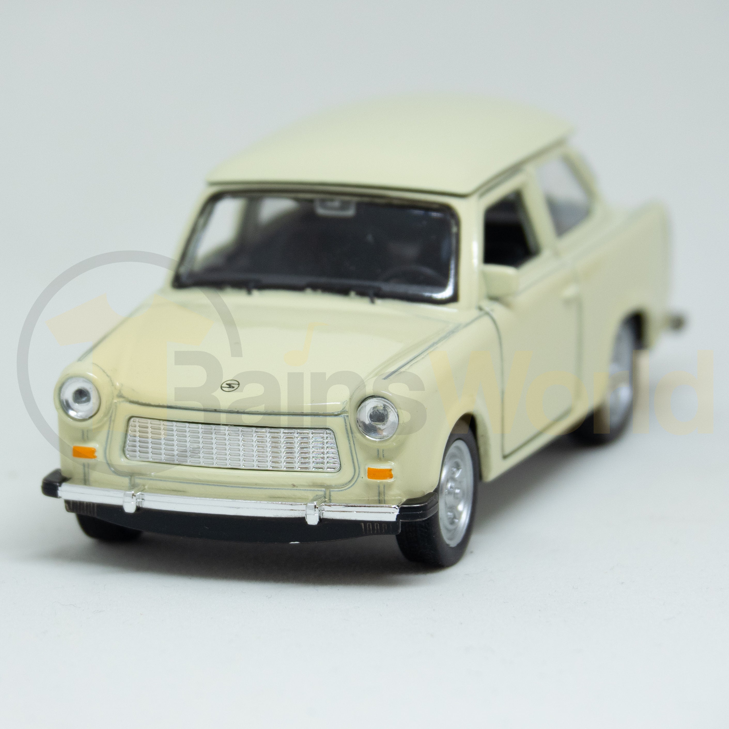 Trabant 601 Limousine Modellauto, papyrusweiß, 11cm lang, Aufziehfunktion, bewegliche Teile