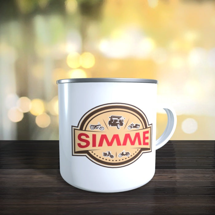 Emailletasse / Tasse IFA Simme© / Simson DDR, beidseitiger Druck