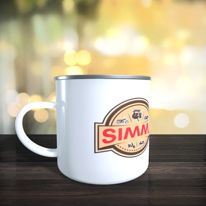 Emailletasse / Tasse IFA Simme© / Simson DDR, beidseitiger Druck