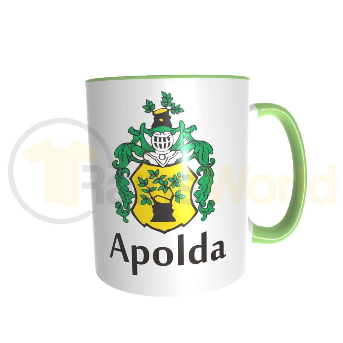 Apolda Souvenir Kaffeepott / Tasse Wappen, grün