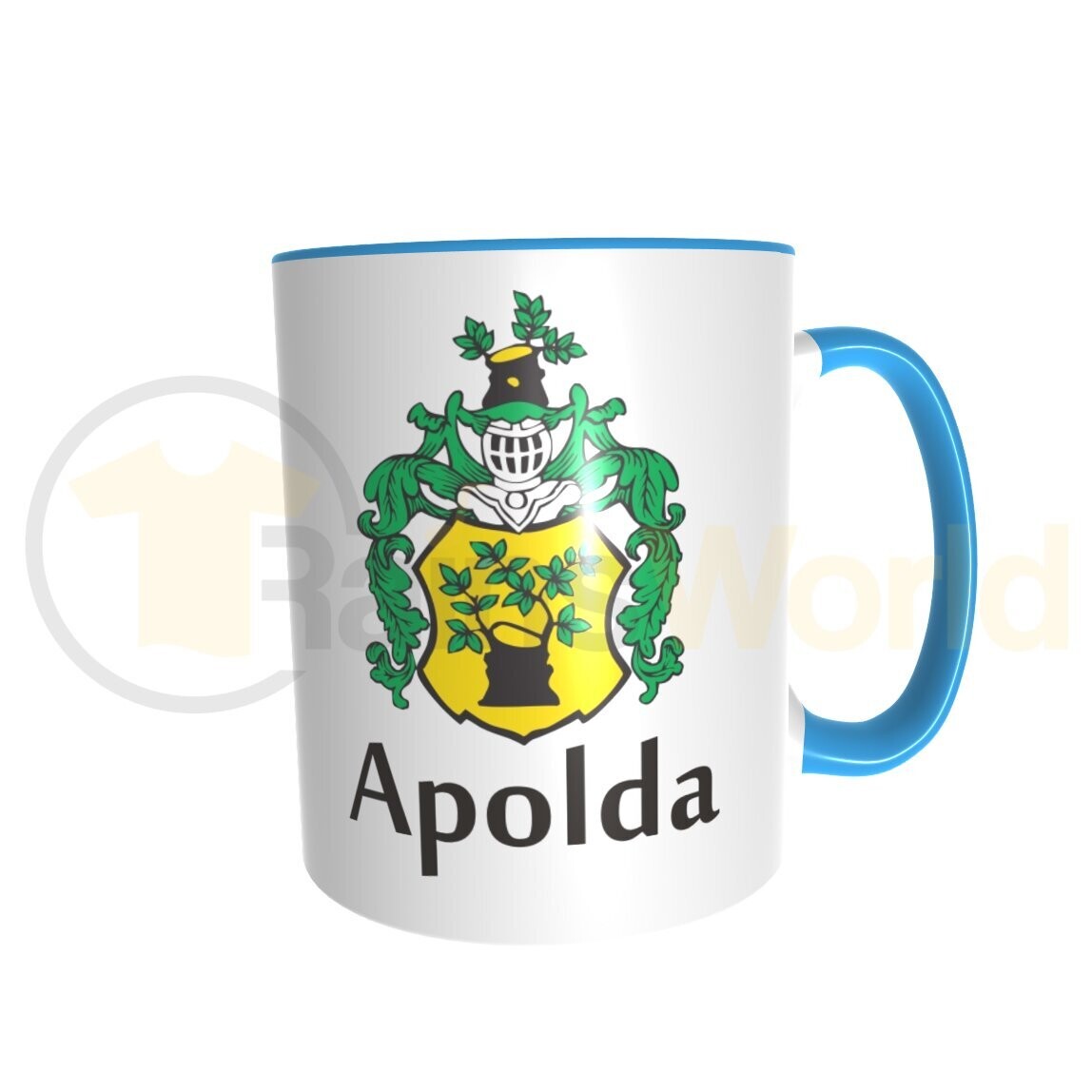 Apolda Souvenir Kaffeepott / Tasse Wappen, blau