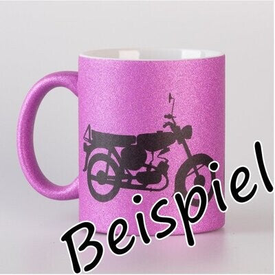 Kaffeepott Glittertasse, Glitzertasse lila