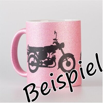 Kaffeepott Glittertasse, Glitzertasse rosa / pink