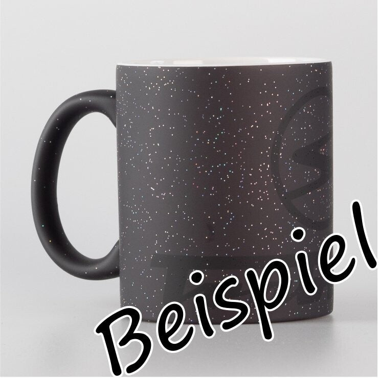 Kaffeepott Glitzer Zaubertasse, matt schwarz