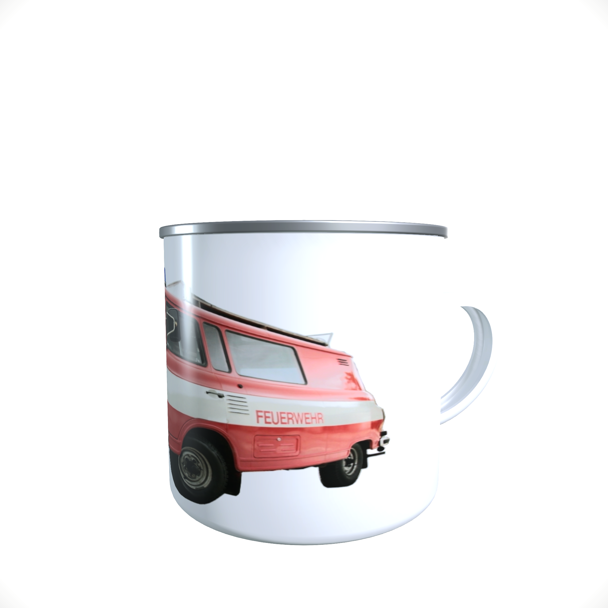 Emailletasse / Tasse IFA Barkas Feuerwehr Bus DDR