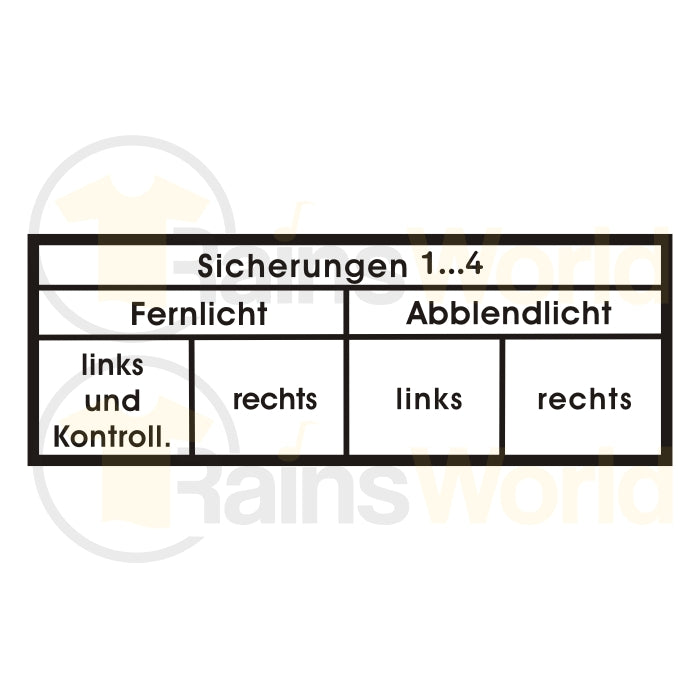 Abziehbild Trabant Sicherungen 1...4