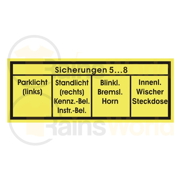 Abziehbild Trabant Sicherungen 5...8