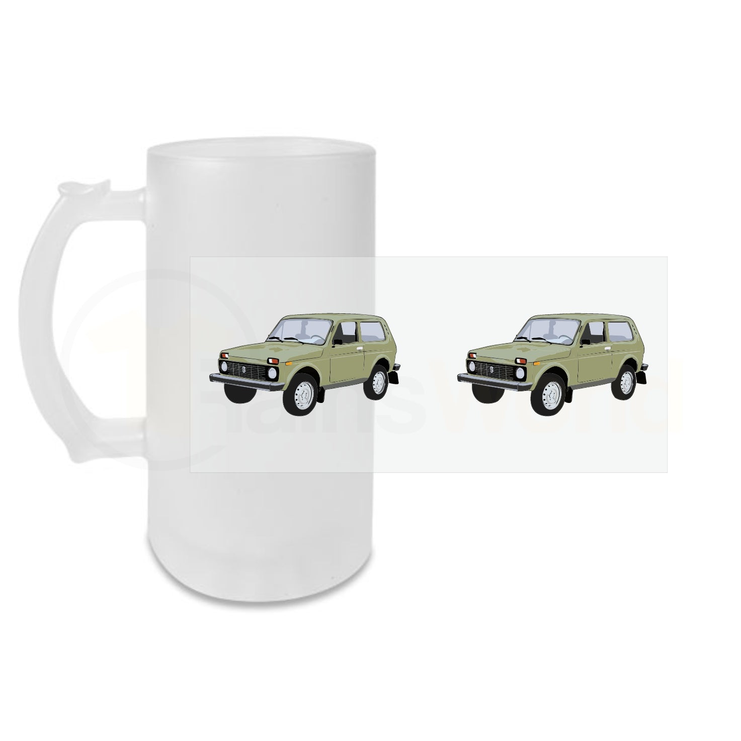 Bierkrug Lada Niva (farbig) Glasbierkrug