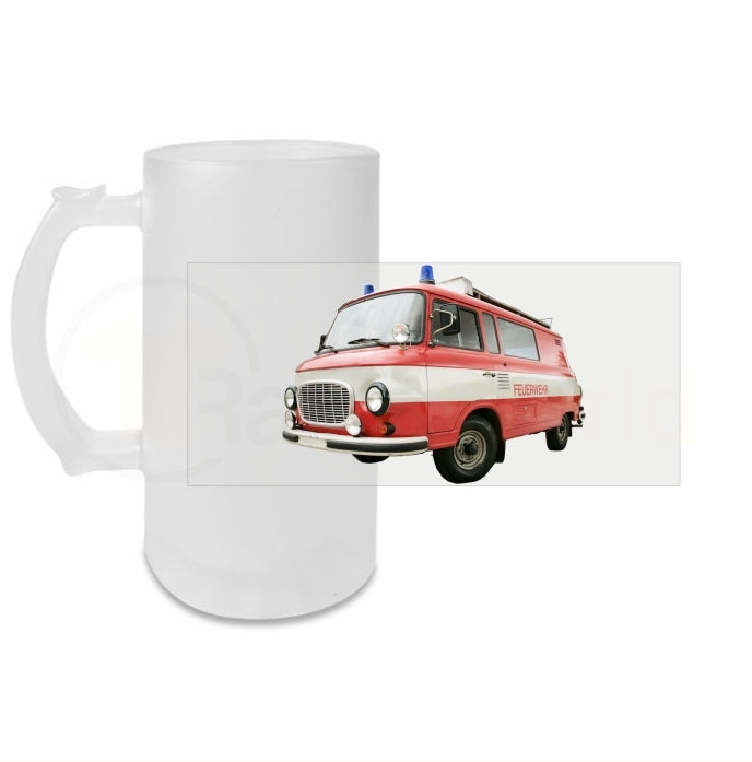 Bierkrug Barkas Feuerwehr Glasbierkrug