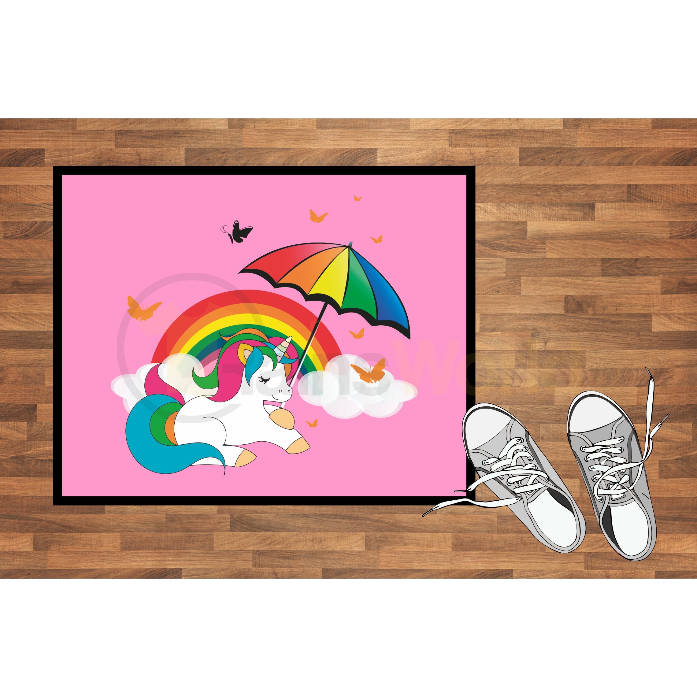 Fußmatte Einhorn, personalisierbar mit eigenem Namen, Wunschtext