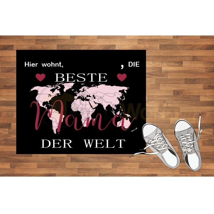 Fußmatte Muttertag "Hier wohnt die beste Mama der Welt!", personalisierbar