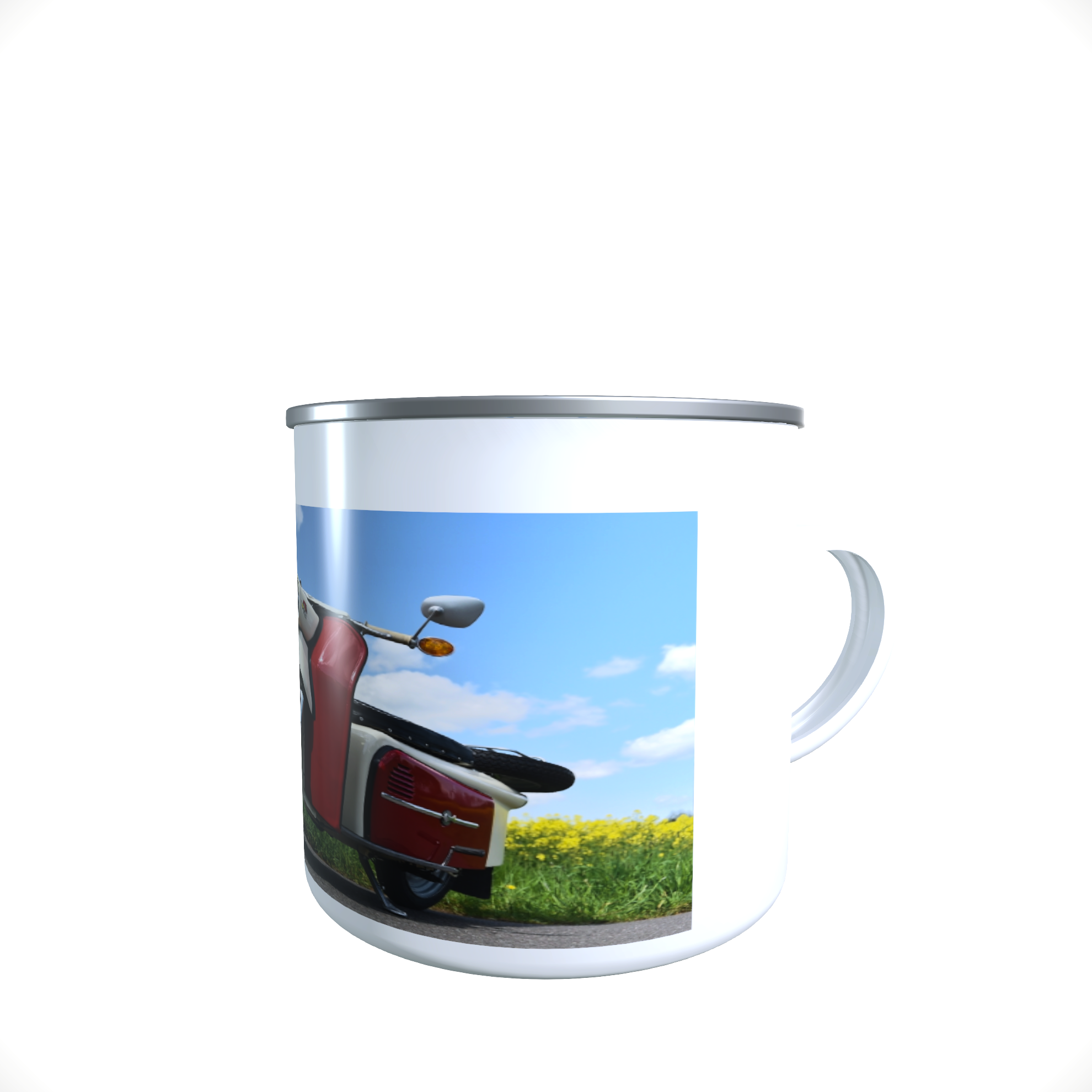 Emailletasse / Tasse IWL Troll DDR Motorroller