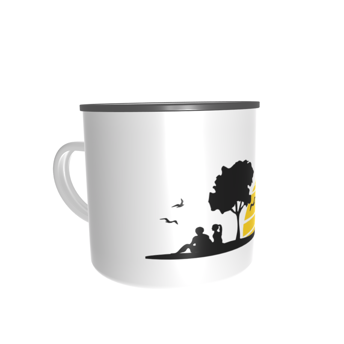 Emailletasse / Tasse IFA Simson Schwalbe Sonnenuntergang