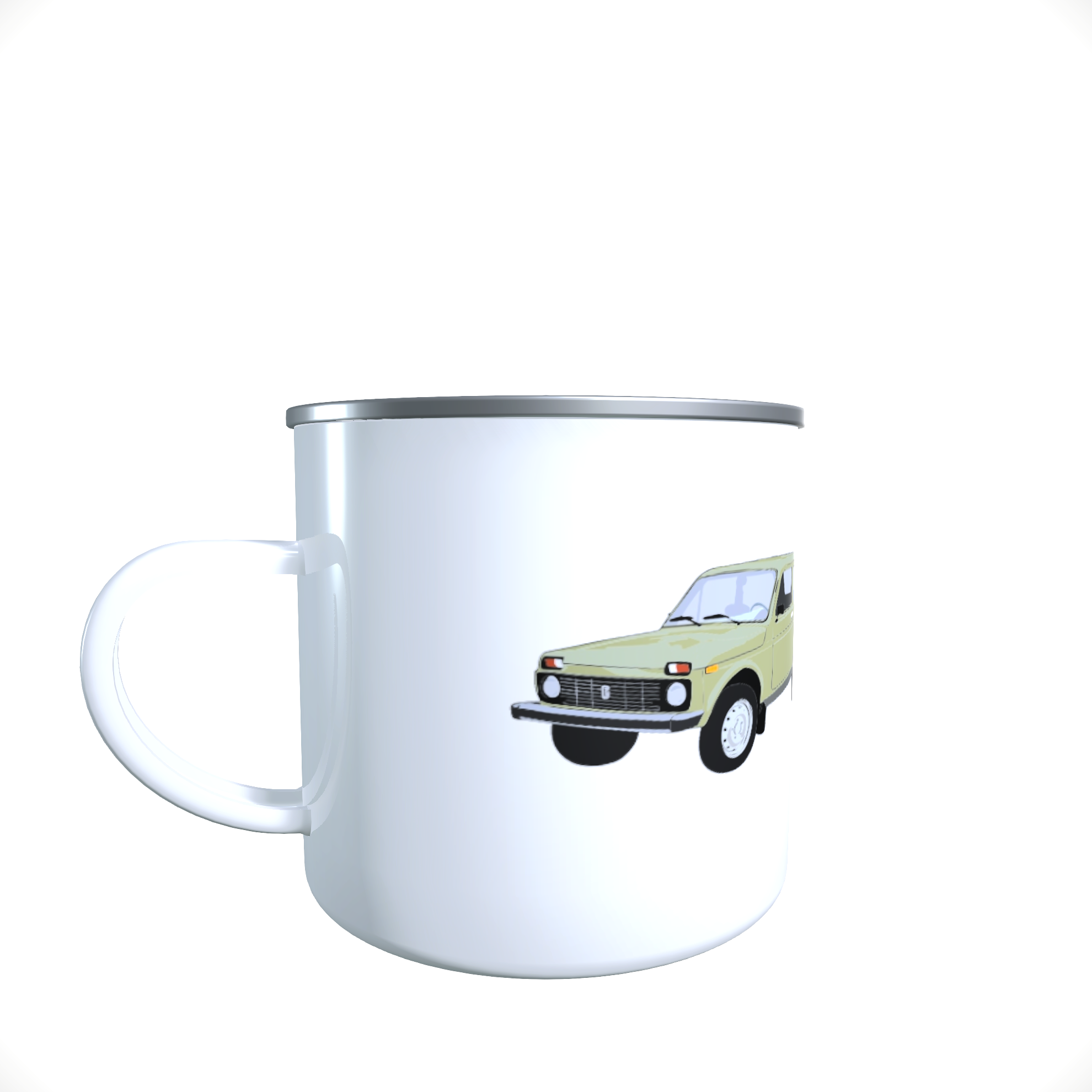 Emailletasse / Tasse Lada Niva, farbig