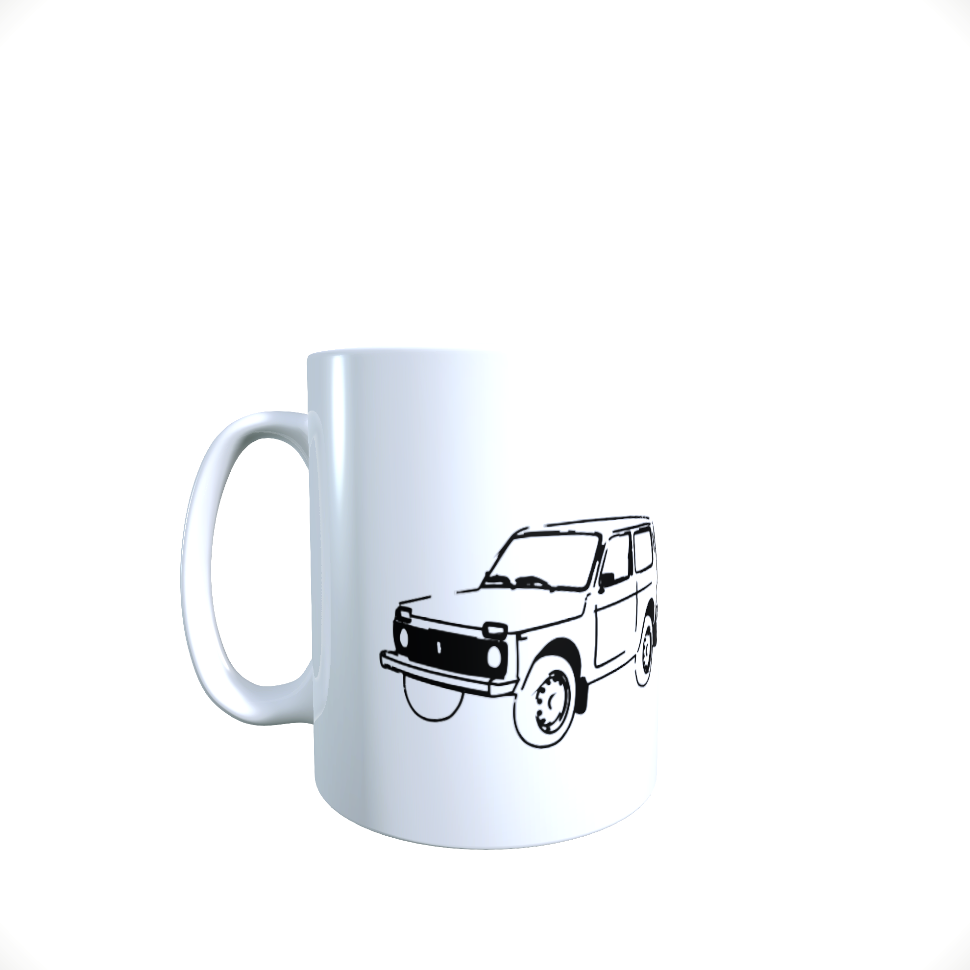 Kaffeepott, Tasse Lada Niva (schwarz/weiss)