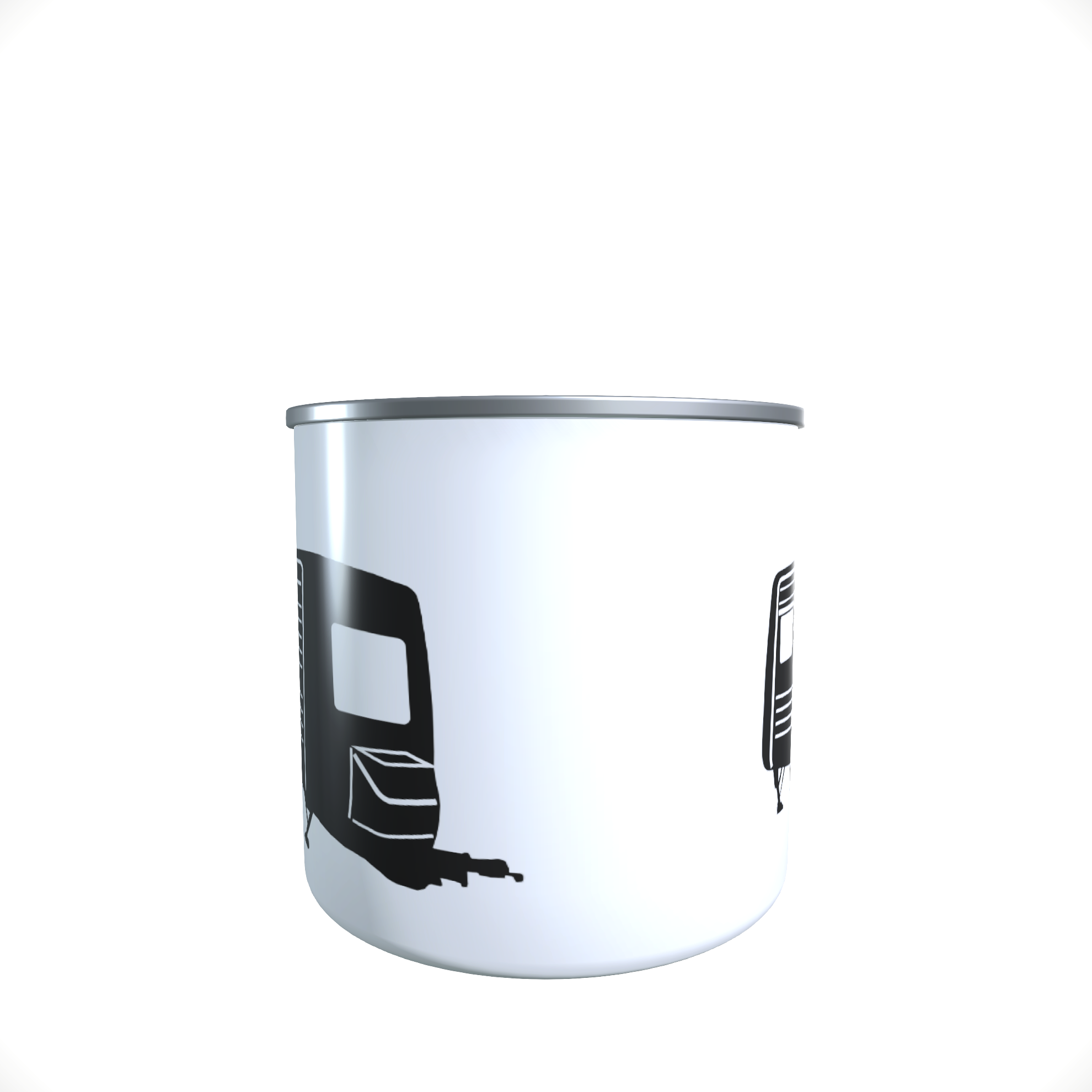 Emailletasse / Tasse IC Intercamp 355 DDR Wohnwagen