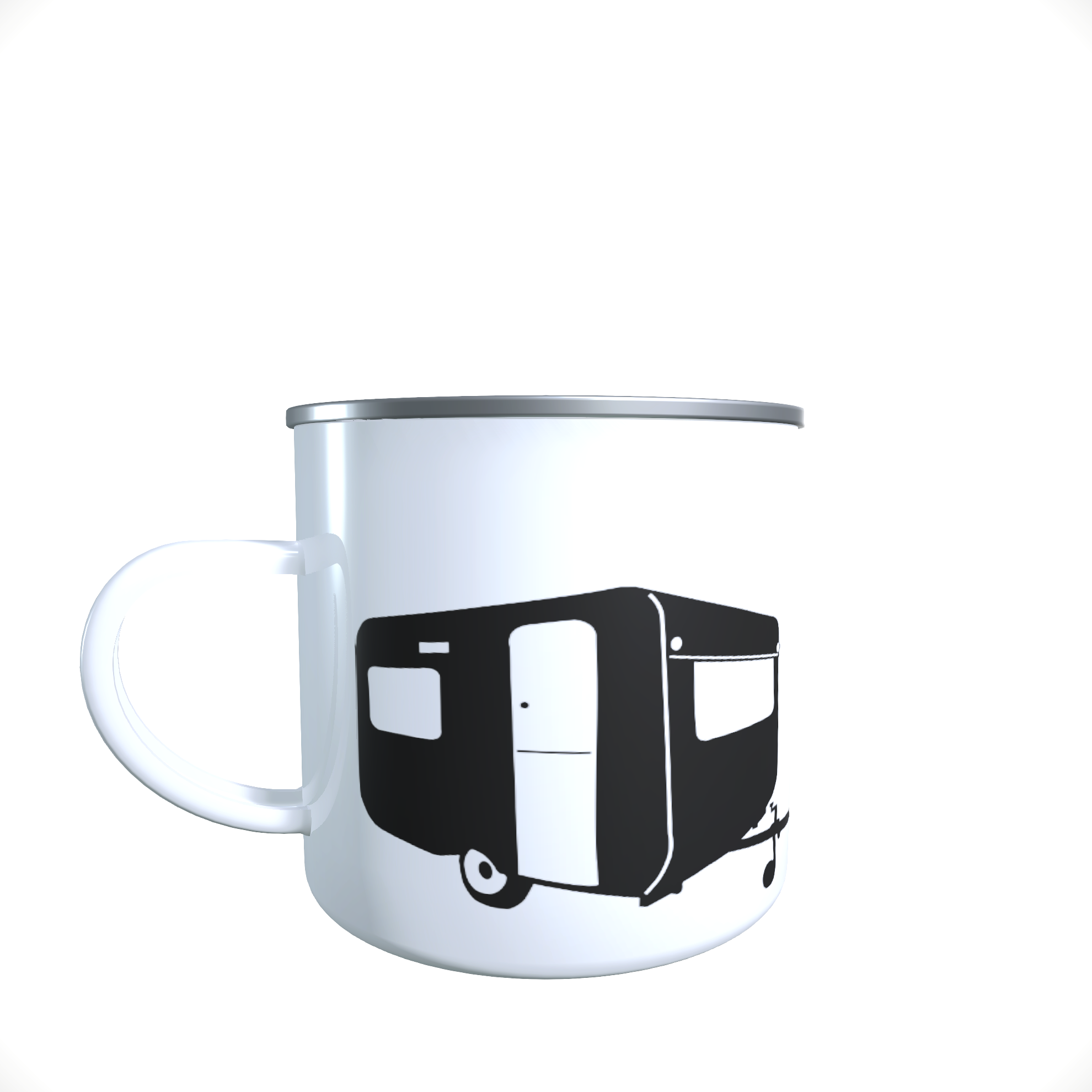 Emailletasse / Tasse IFA DDR Wohnwagen Weferlinger