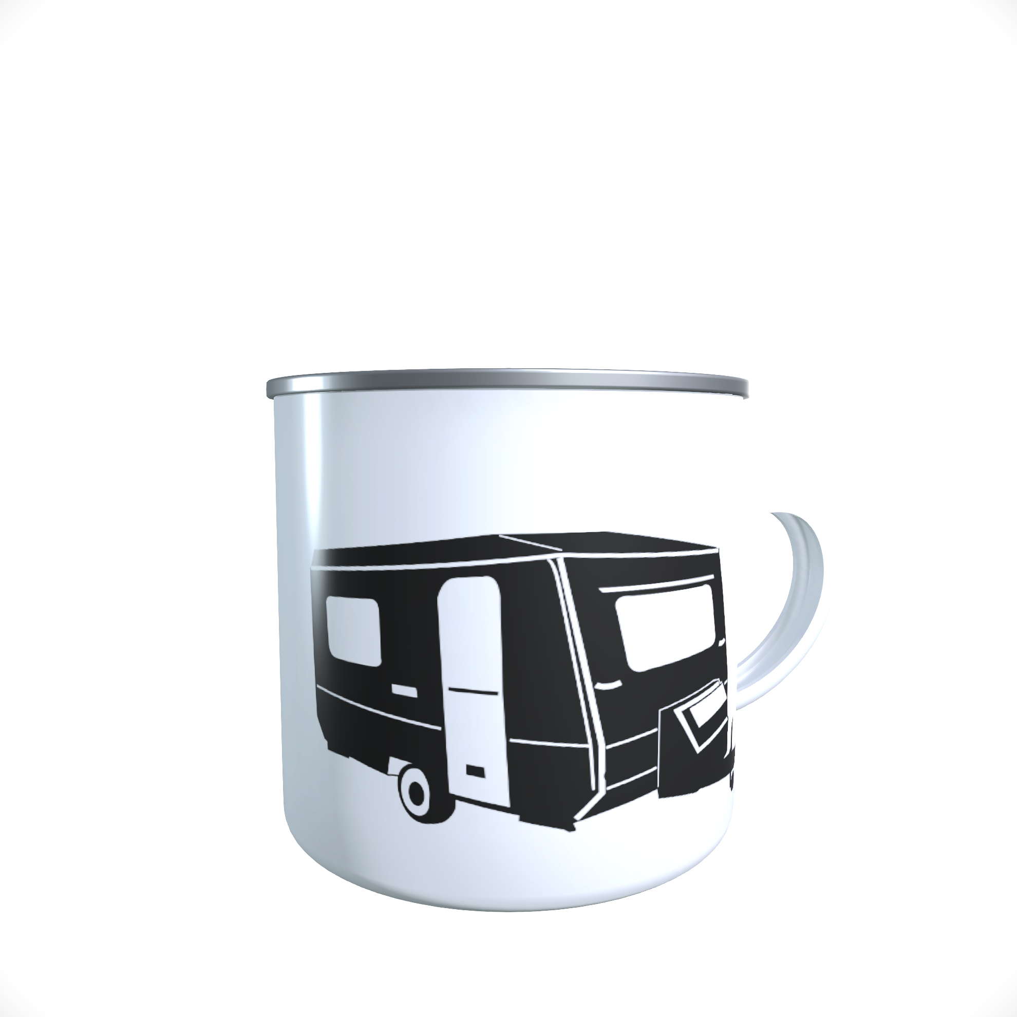 Emailletasse / Tasse Bastei DDR Wohnwagen