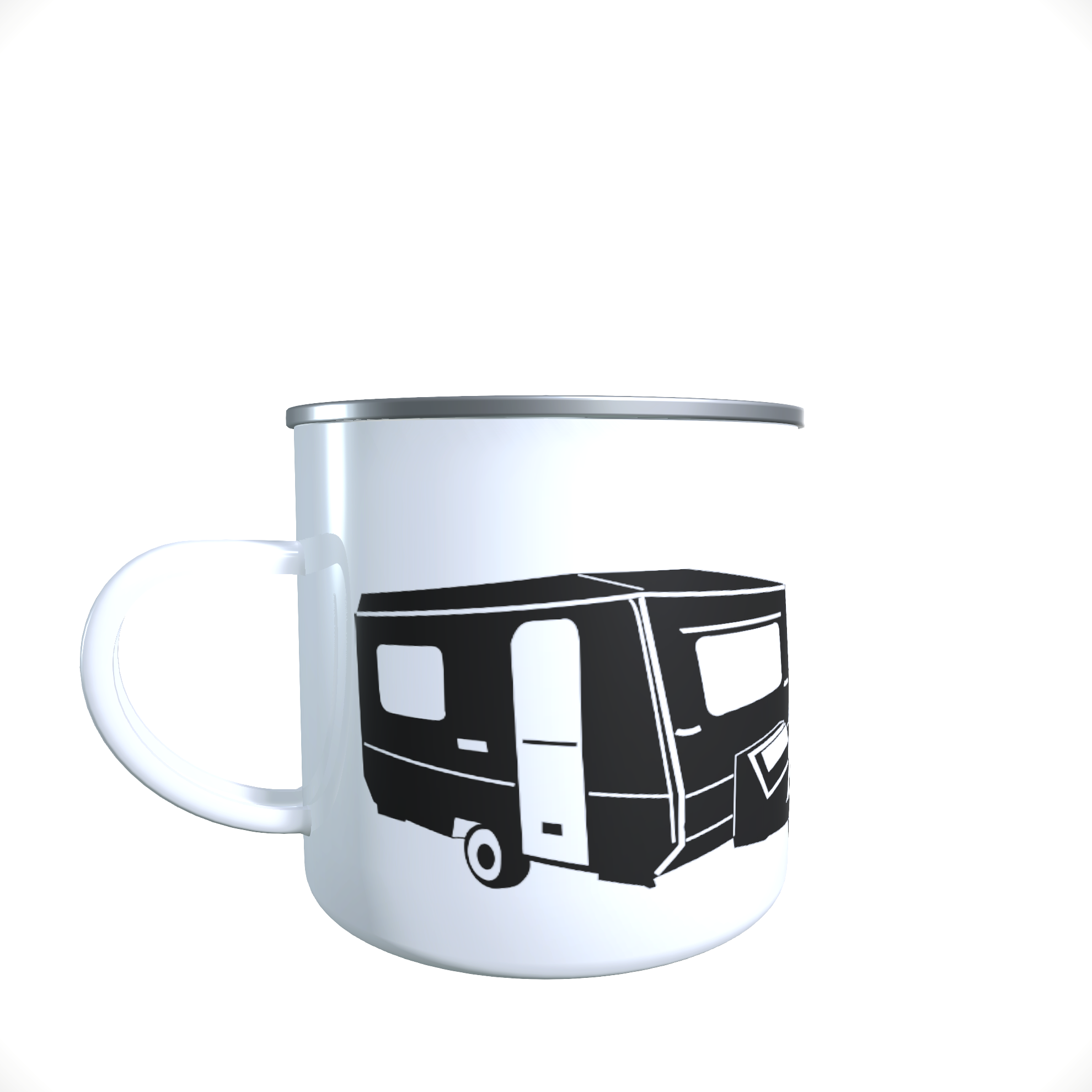 Emailletasse / Tasse Bastei DDR Wohnwagen