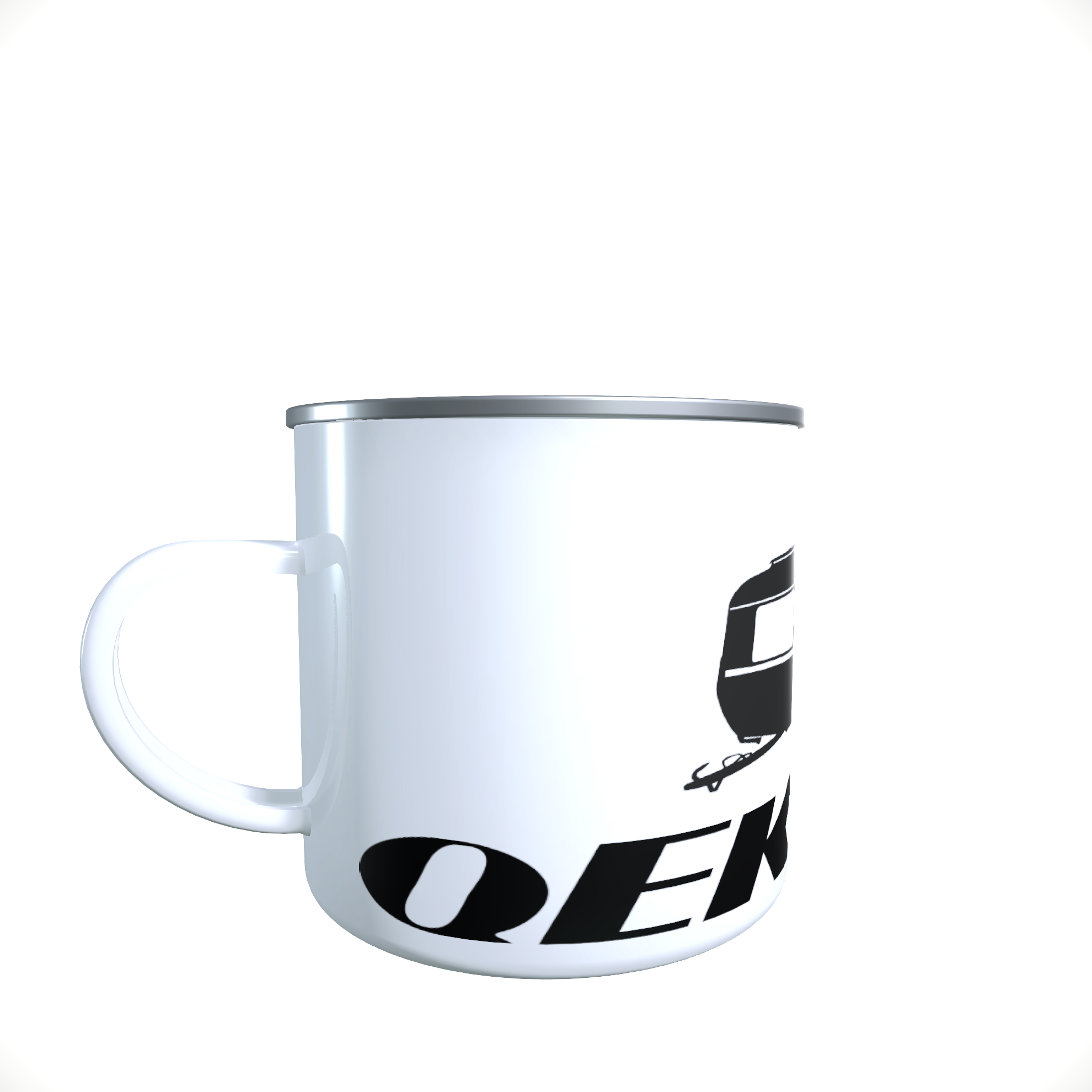 Emailletasse / Tasse QEK Junior Logo DDR Wohnwagen