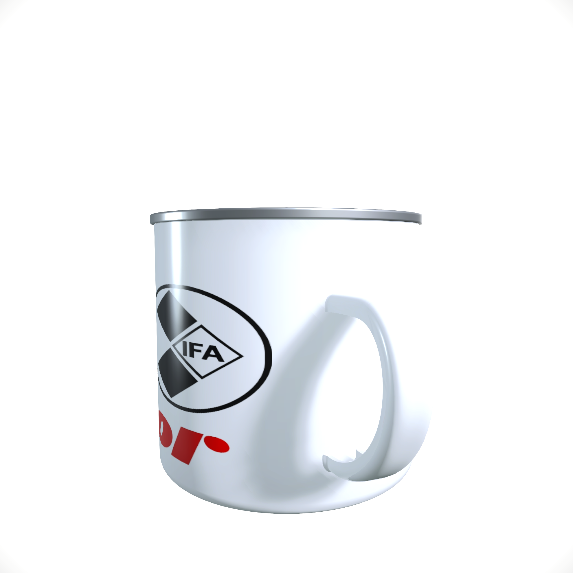 Emailletasse / Tasse QEK Junior Logo DDR Wohnwagen