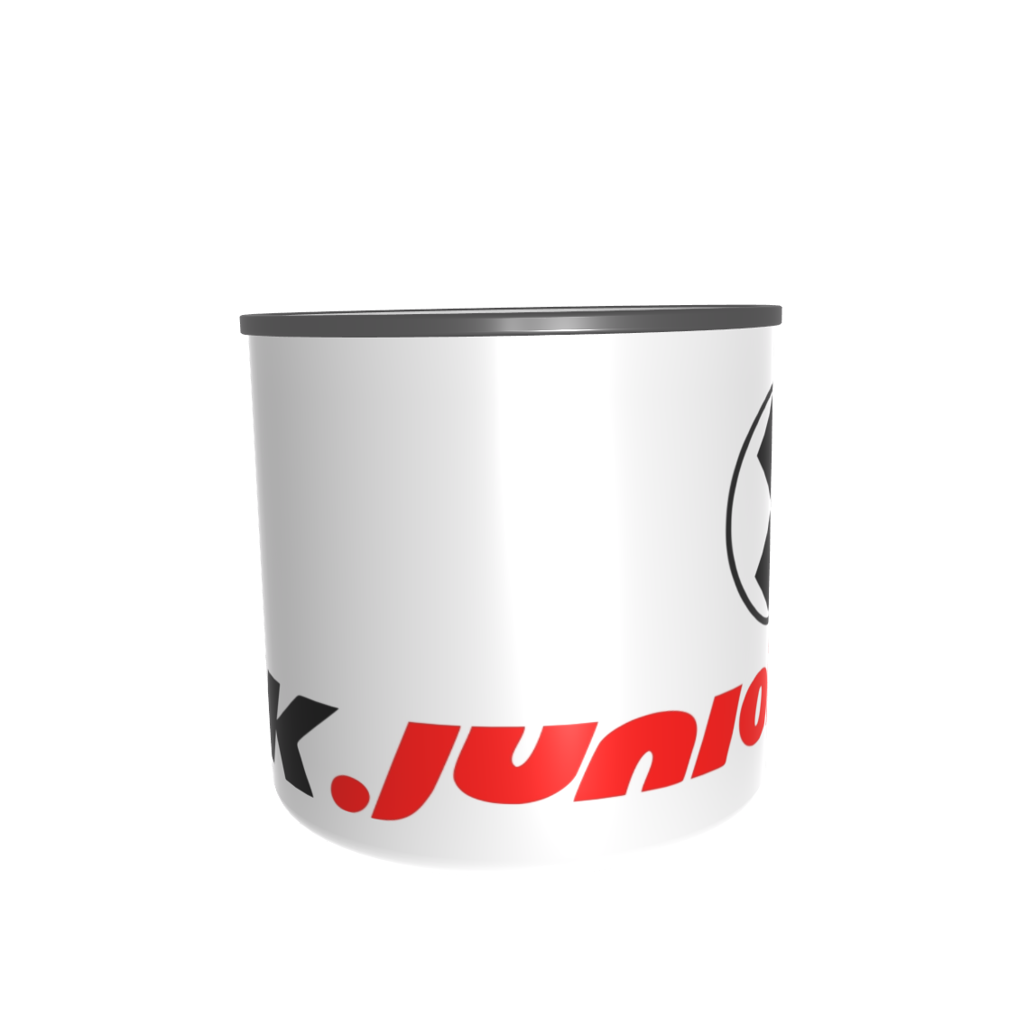 Emailletasse / Tasse QEK Junior Logo DDR Wohnwagen