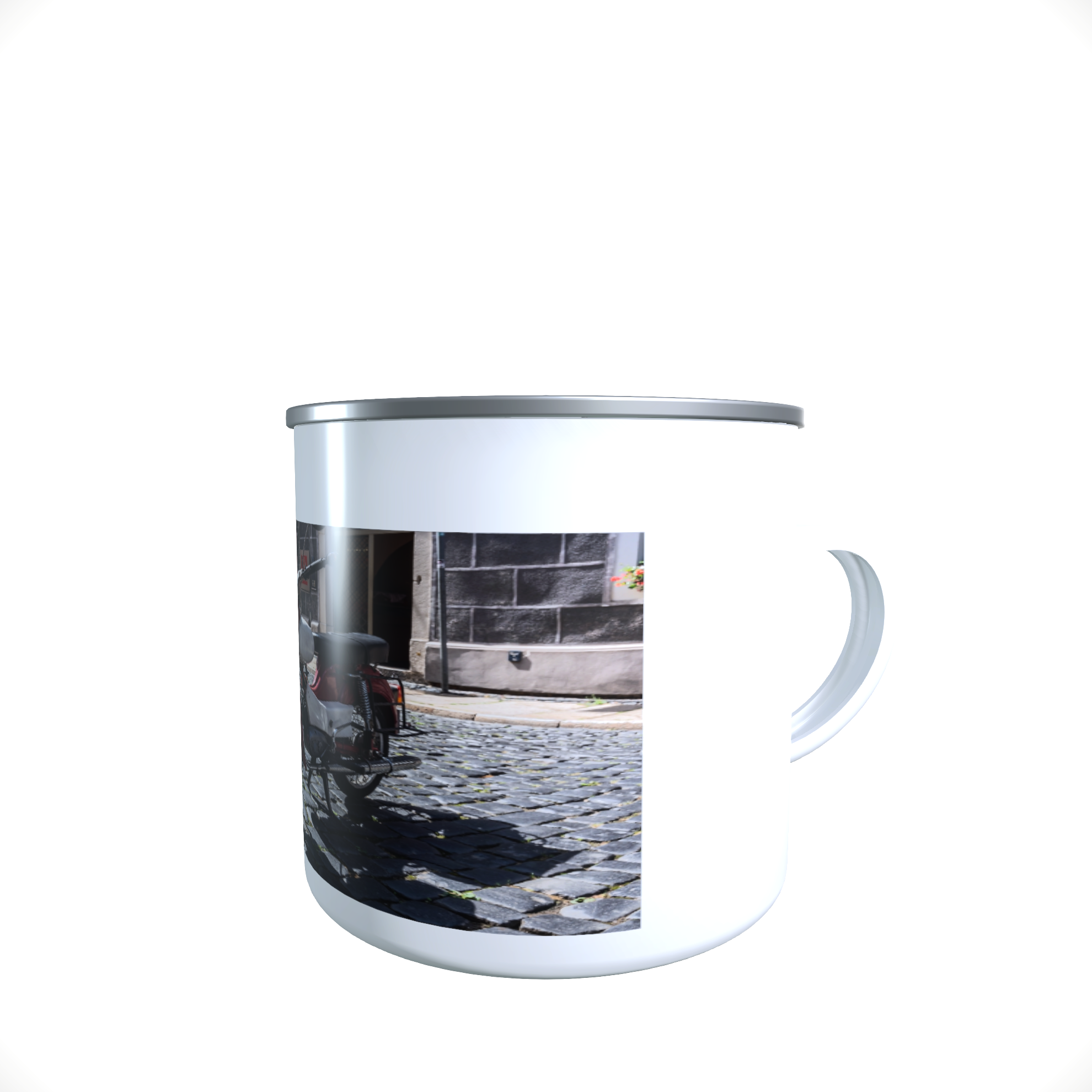 Emailletasse / Tasse Simson Star Foto DDR