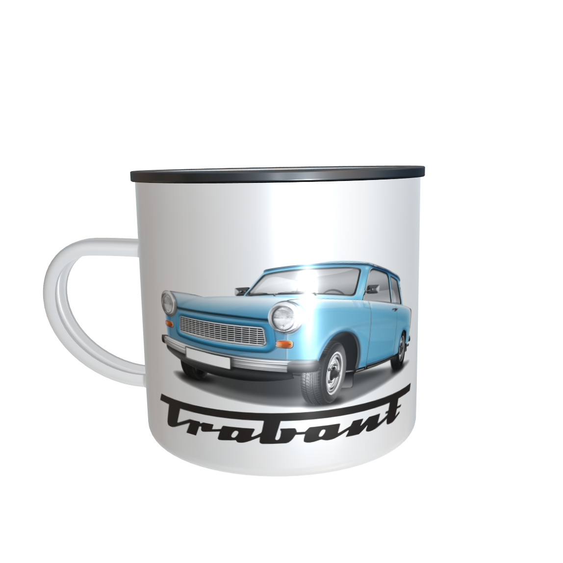 Emailletasse / Tasse IFA Trabant himmelblau 601