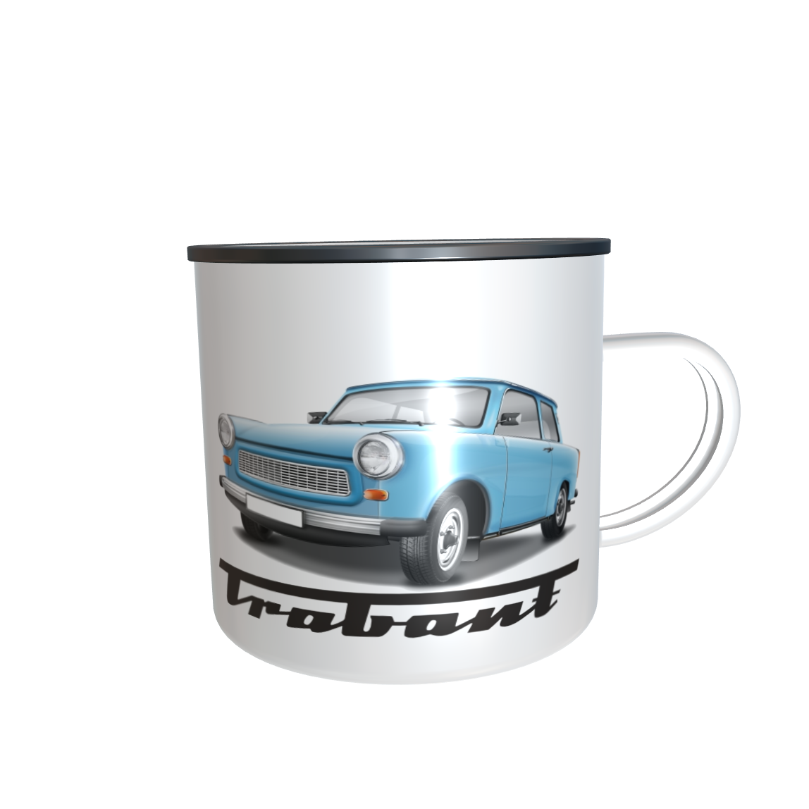 Emailletasse / Tasse IFA Trabant himmelblau 601