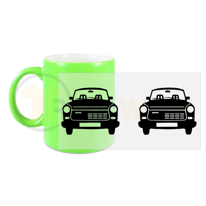 Neon Tasse, Kaffeepott Trabant 1.1, neongrün