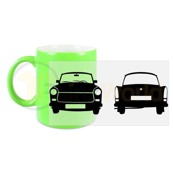 Neon Tasse, Kaffeepott Trabant 601, neongrün