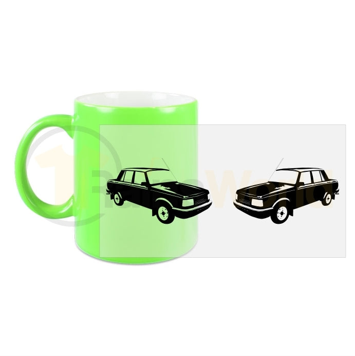 Neon Tasse, Kaffeepott Wartburg 1.3 , neongrün