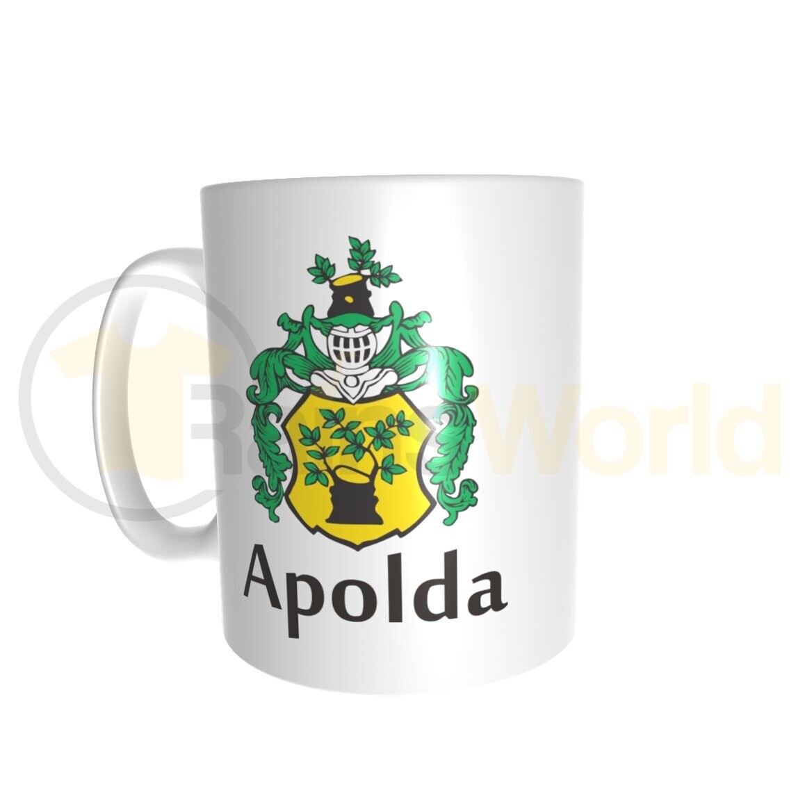 Apolda Souvenir Kaffeepott / Tasse Wappen, weiss