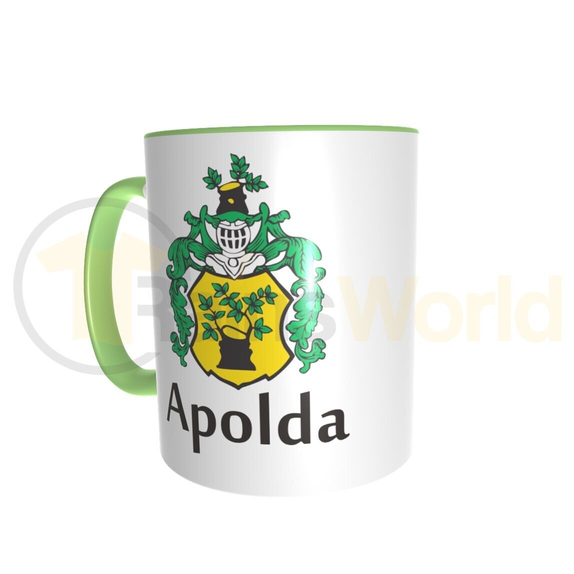 Apolda Souvenir Kaffeepott / Tasse Wappen, grün