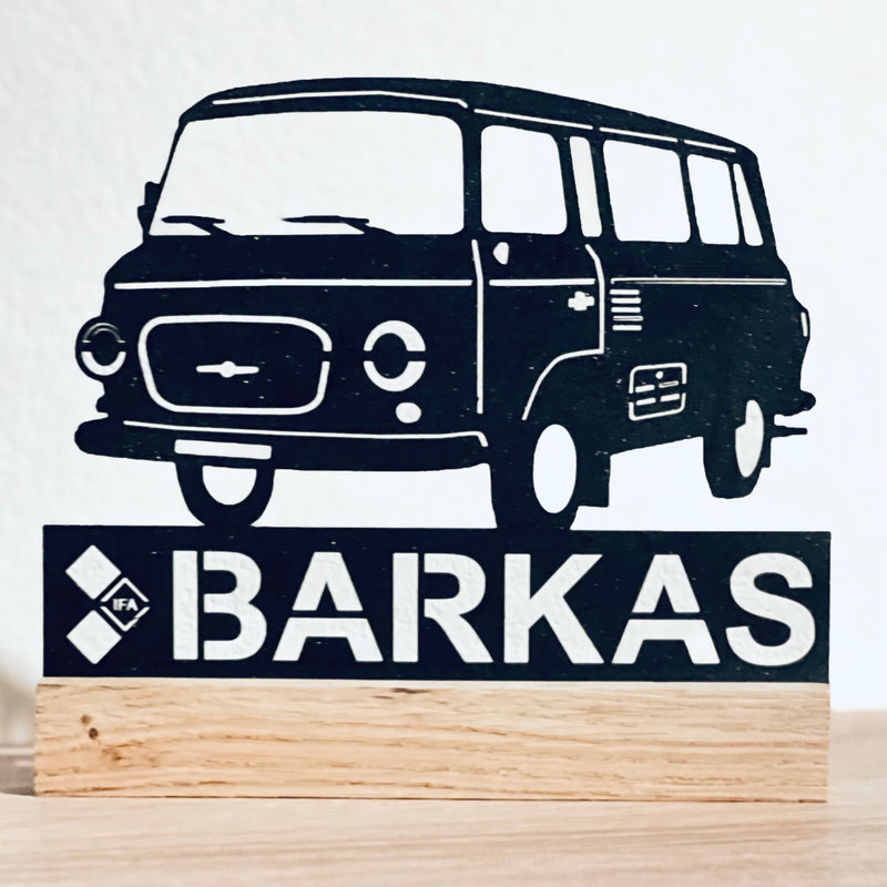 Deko Holzaufsteller IFA Barkas Bus Logo