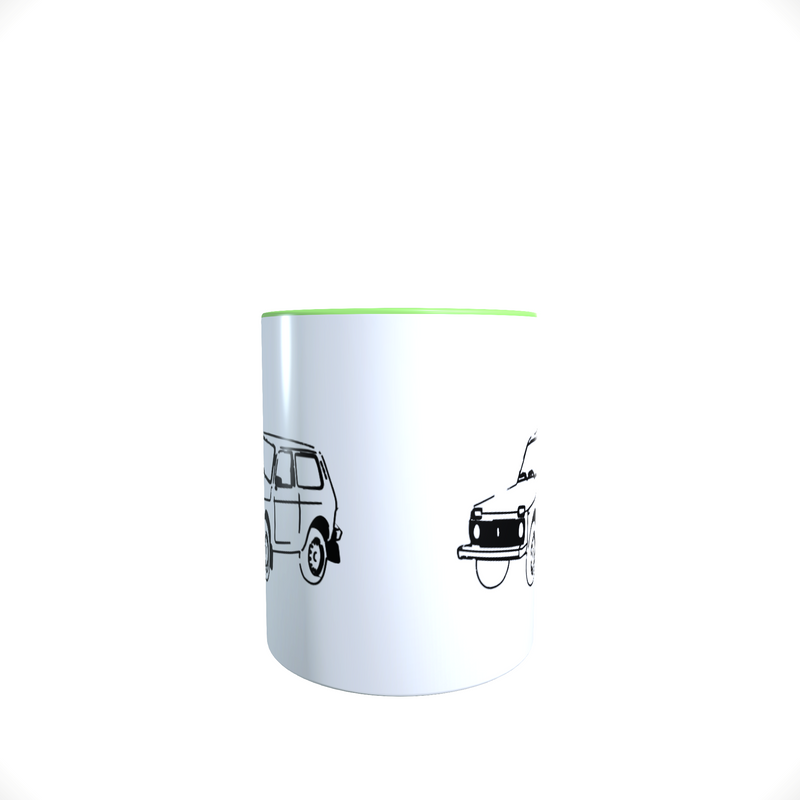 Kaffeepott, Tasse Lada Niva (schwarz/weiss)