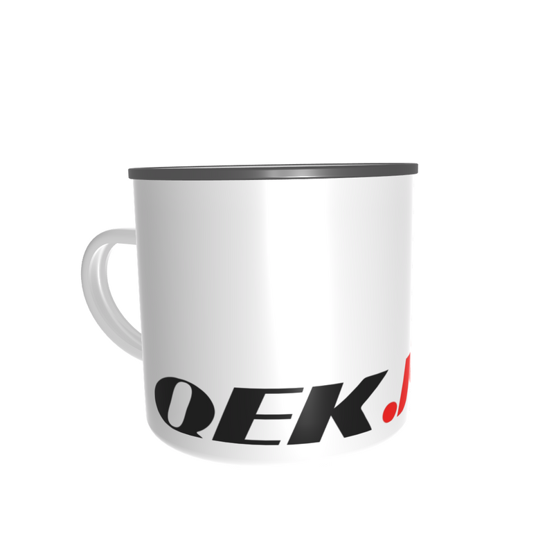 Emailletasse / Tasse QEK Junior Logo DDR Wohnwagen